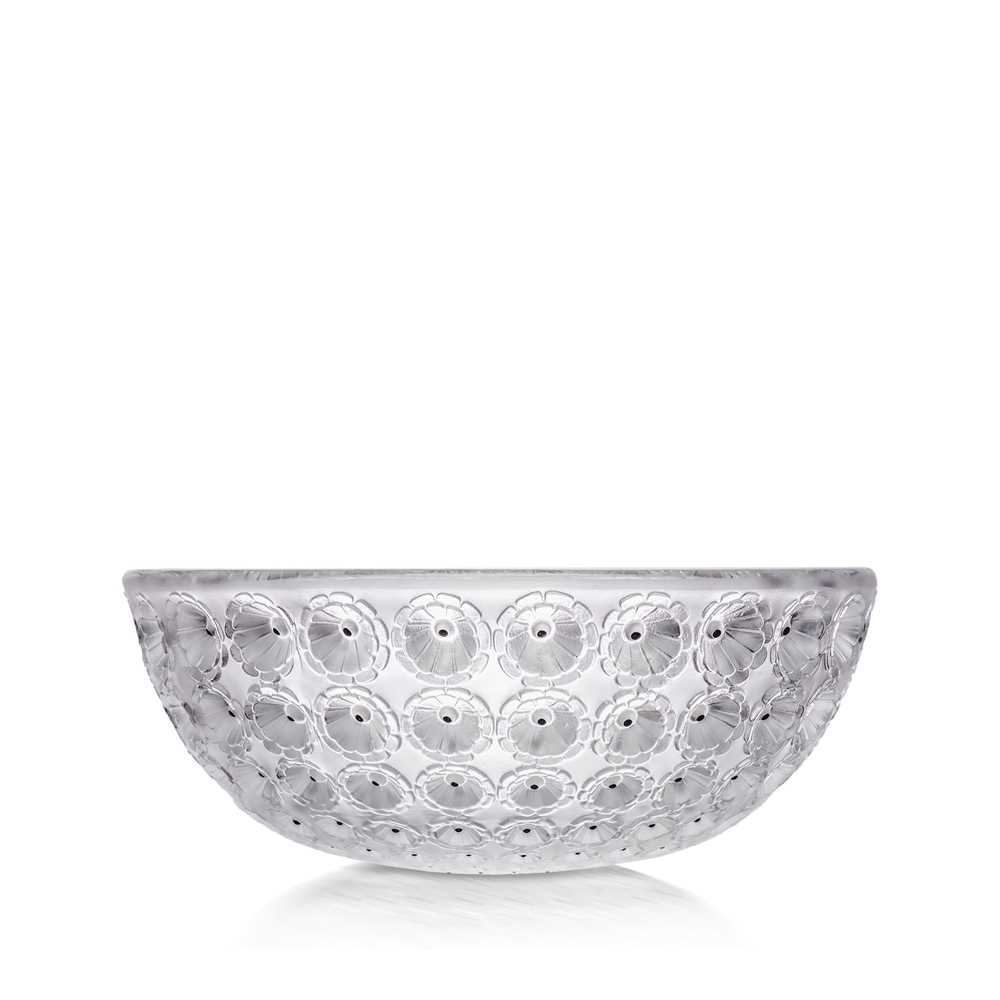 Appraisal: LALIQUE NEMOURS BOWL NO executed Post-Warclear frosted and black enamelledengraved