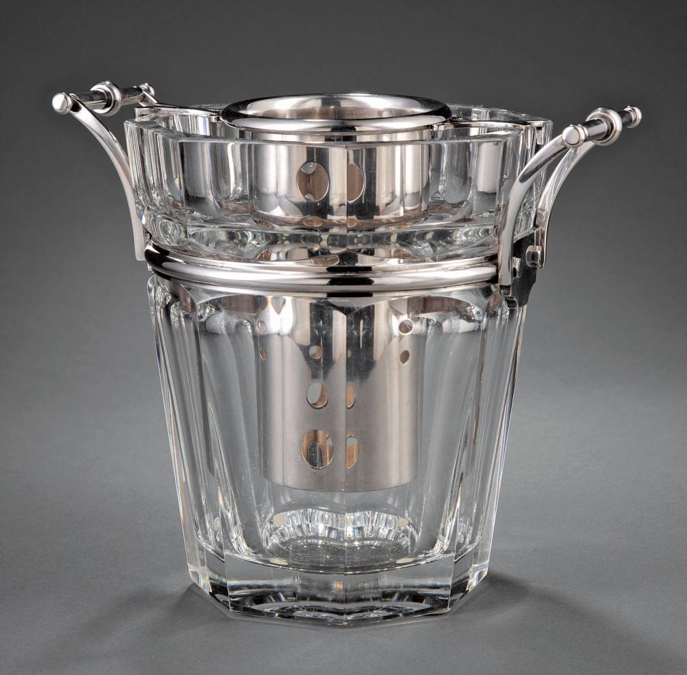 Appraisal: Baccarat Harcourt Crystal Champagne Cooler marked silverplate handles sleeve and