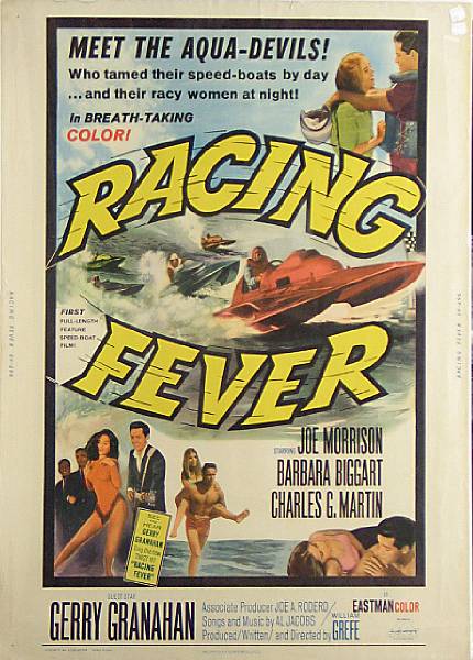 Appraisal: A 'Racing Fever' movie poster Allied Artists depicting racing hydroplanes