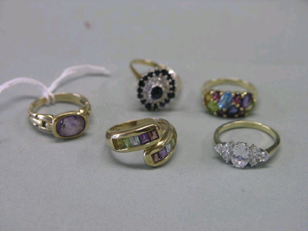 Appraisal: Five various modern ct gold dress rings all cased