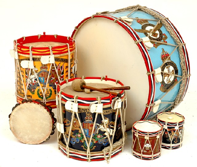 Appraisal: A COLLECTION OF MILITARY AND AIRFORCE MARCHING DRUMS Comprising a