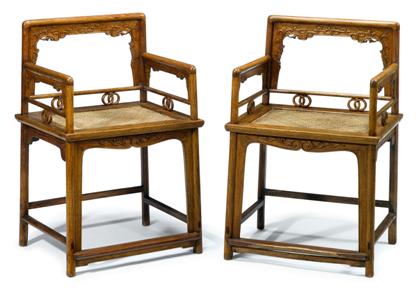 Appraisal: Pair of Chinese huanghuali hall chairslate th century