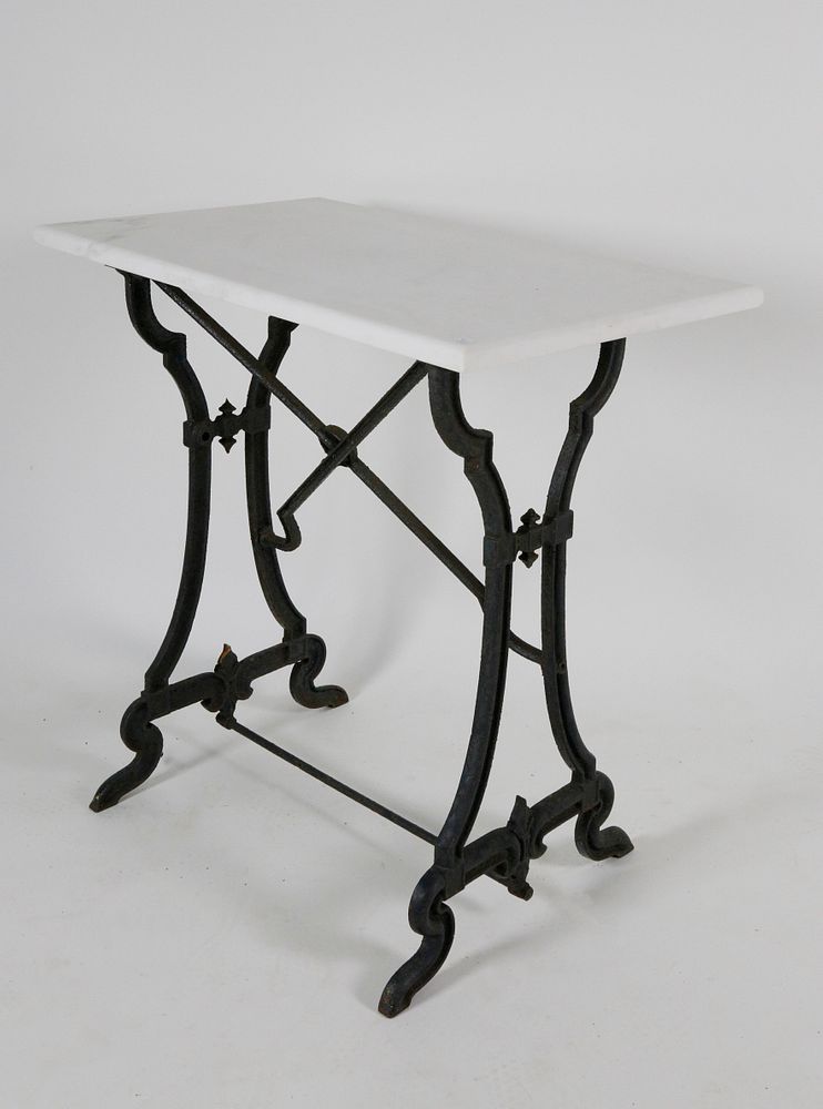 Appraisal: English Cast Iron and Marble Top Side Table th c