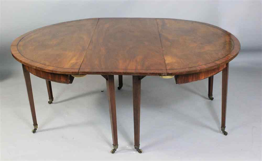 Appraisal: REGENCY STYLE INLAID MAHOGANY DINING TABLE composed of late th