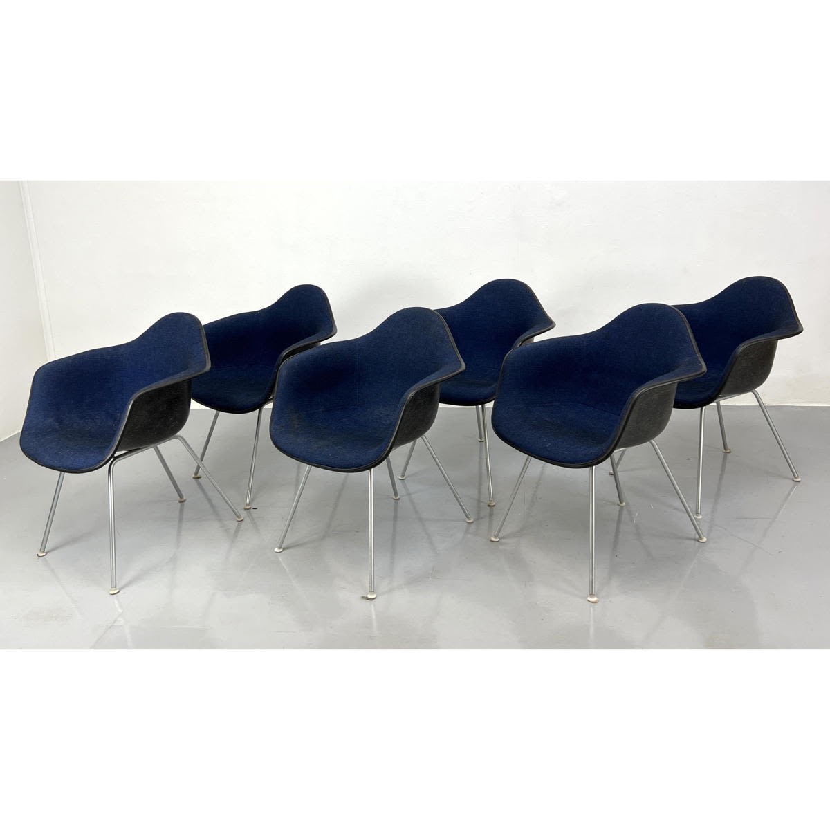 Appraisal: Set Blue Herman Miller Shell Chairs Dimensions H inches W