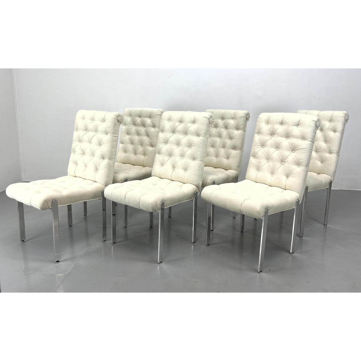 Appraisal: Set Pace Collection Tufted Dining Chairs Chrome frames Dimensions H