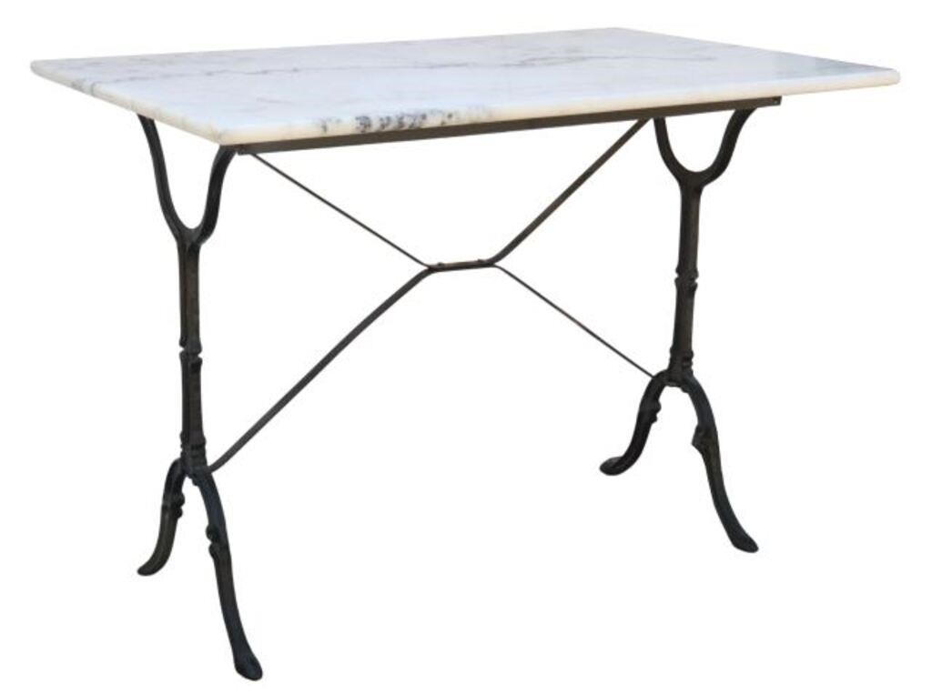 Appraisal: French bistro table th c having rectangular marble top rising