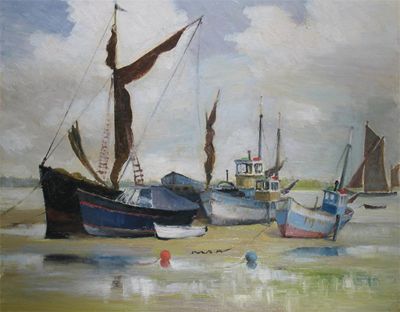 Appraisal: Ken Leech th Century Low tide on the River Orwell