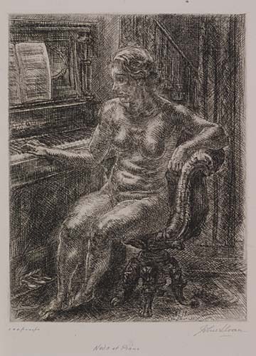 Appraisal: JOHN SLOAN Two etchings Nude at Piano x mm x