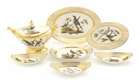 Appraisal: A Paris Porcelain Ornithological Set comprising a tureen and underplate