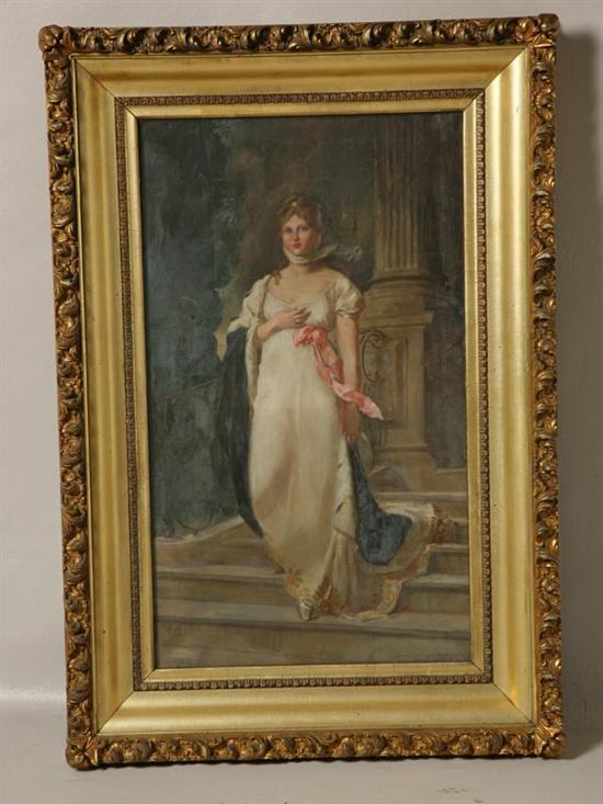 Appraisal: PAINTING OF A WOMAN AMERICAN SCHOOL TH CENTURY Oil on