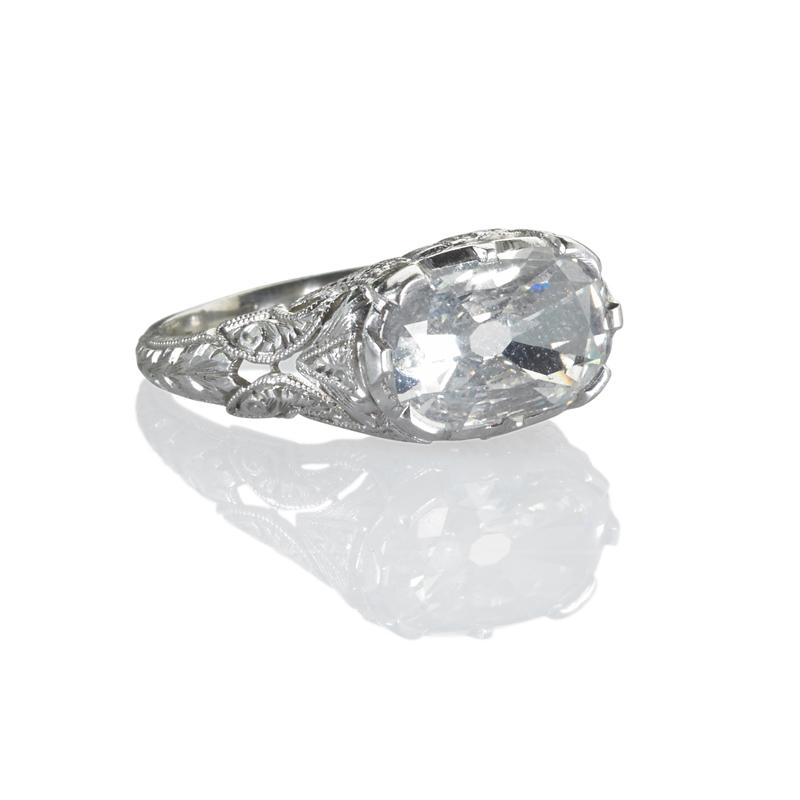 Appraisal: BELLE EPOQUE CUSHION CUT DIAMOND PLATINUM RING Condition Report L