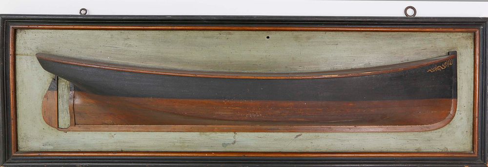 Appraisal: American Painted Pine -Lift Half Hull Plaque circa American Painted