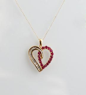 Appraisal: K Yellow Gold Heart Pendant one half mounted wi K