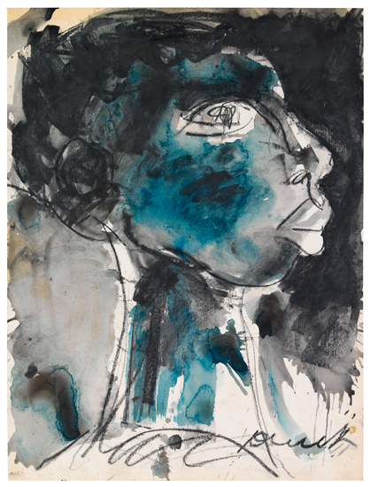 Appraisal: JAMES DENMARK - Profile of a Woman Watercolor ink and