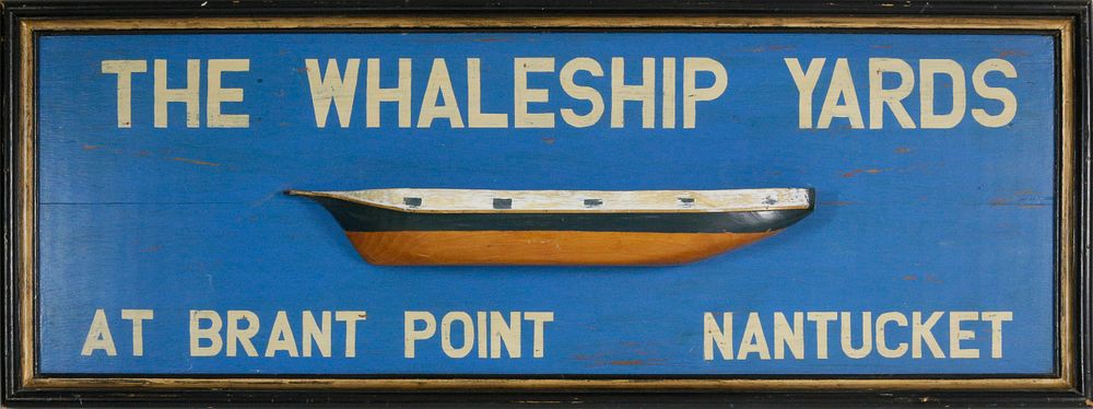 Appraisal: Contemporary Hand Painted Wooden Nantucket Half Hull Trade Sign Contemporary