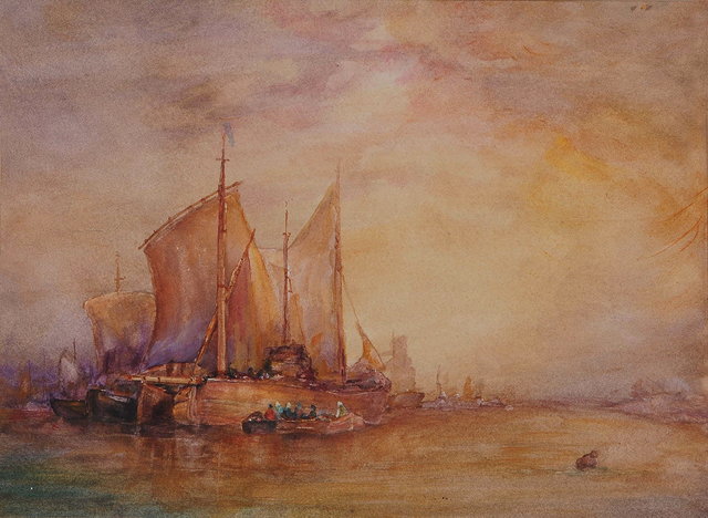 Appraisal: MANNER OF JOHN WILSON CARMICHAELFigures in a boat watercolour heightened