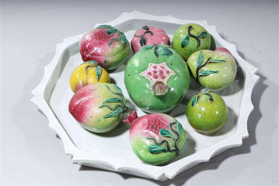 Appraisal: Group of Chinese glazed porcelain fruit nine pieces along with