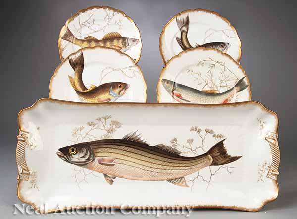 Appraisal: A Limoges Porcelain Fish Service c Charles Field Haviland retailed