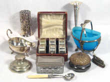 Appraisal: A quantity of silver plate including a swing handled sugar