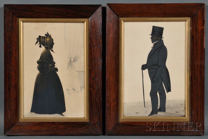 Appraisal: Pair of Silhouettes of a Lady and a Gentleman America