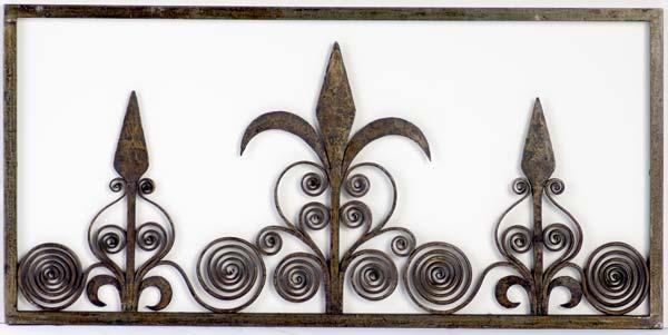 Appraisal: SAMUEL YELLIN Four wrought-iron transom panels each with fleurs-de-lys and