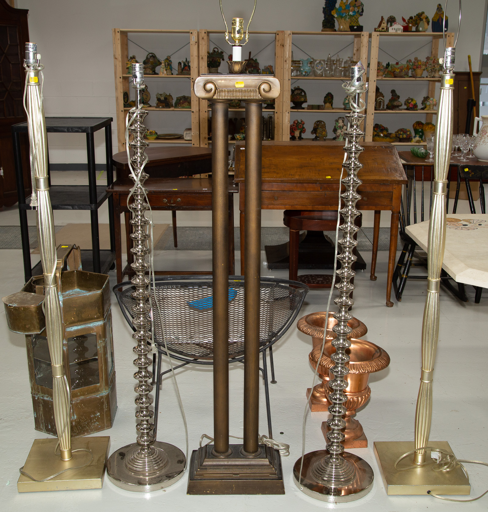 Appraisal: TWO PAIRS OF FLOOR LAMPS A COLUMN FLOOR LAMP One