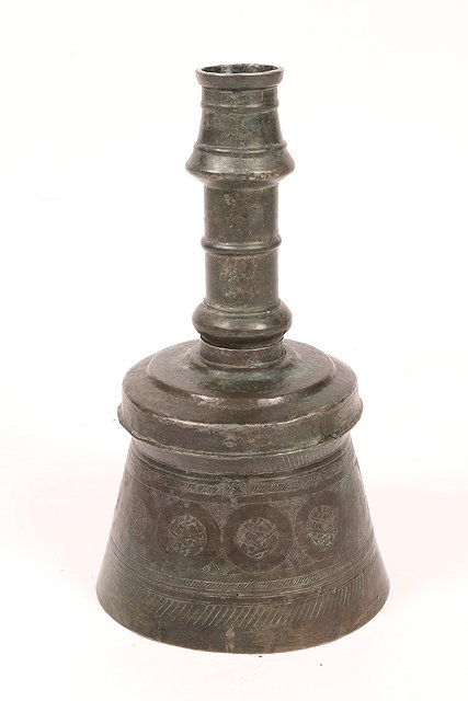 Appraisal: AN TH CENTURY OTTOMAN TINNED COPPER CANDLE HOLDER constructed in