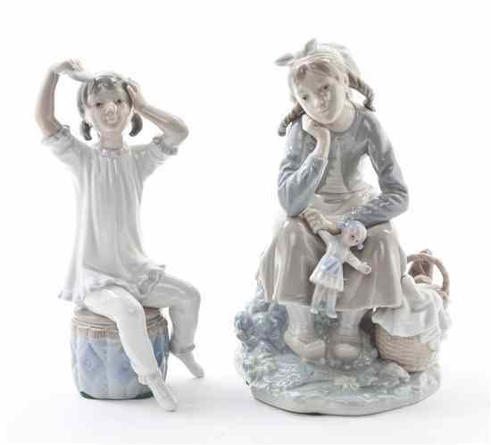 Appraisal: Two Lladro Porcelain Figures one depicting a girl with a