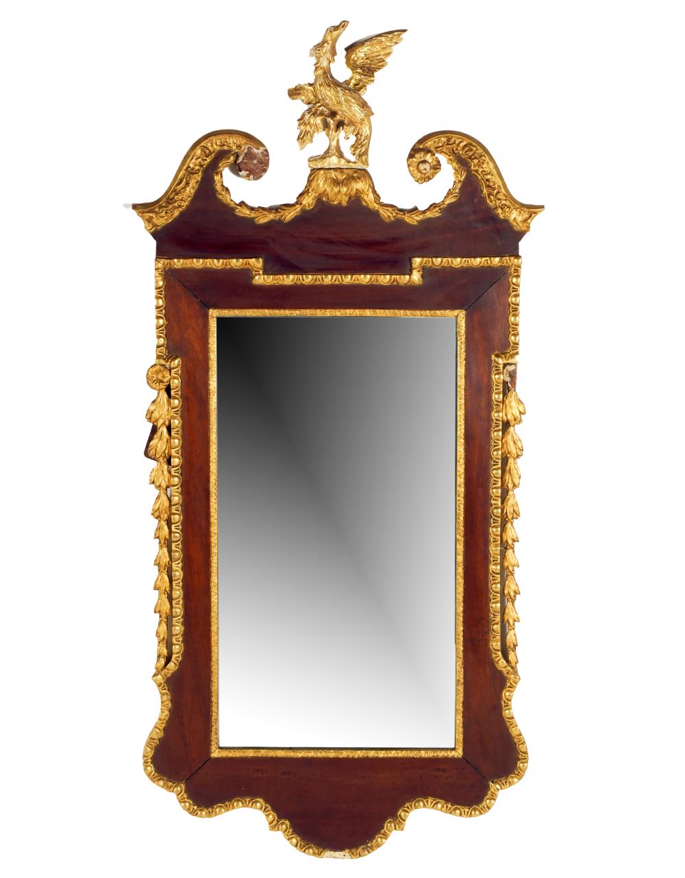 Appraisal: GEORGIAN-STYLE MAHOGANY WALL MIRRORin the manner of William Kent with