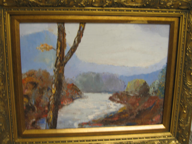 Appraisal: ATTR TO CHARLES WOODBURY AMERICAN - Mountain river landscape in