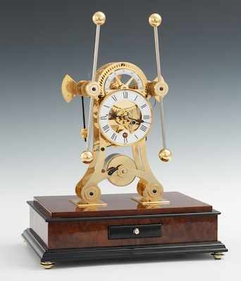 Appraisal: A Contemporary Skeleton Clock in a Glass Case Apprx -