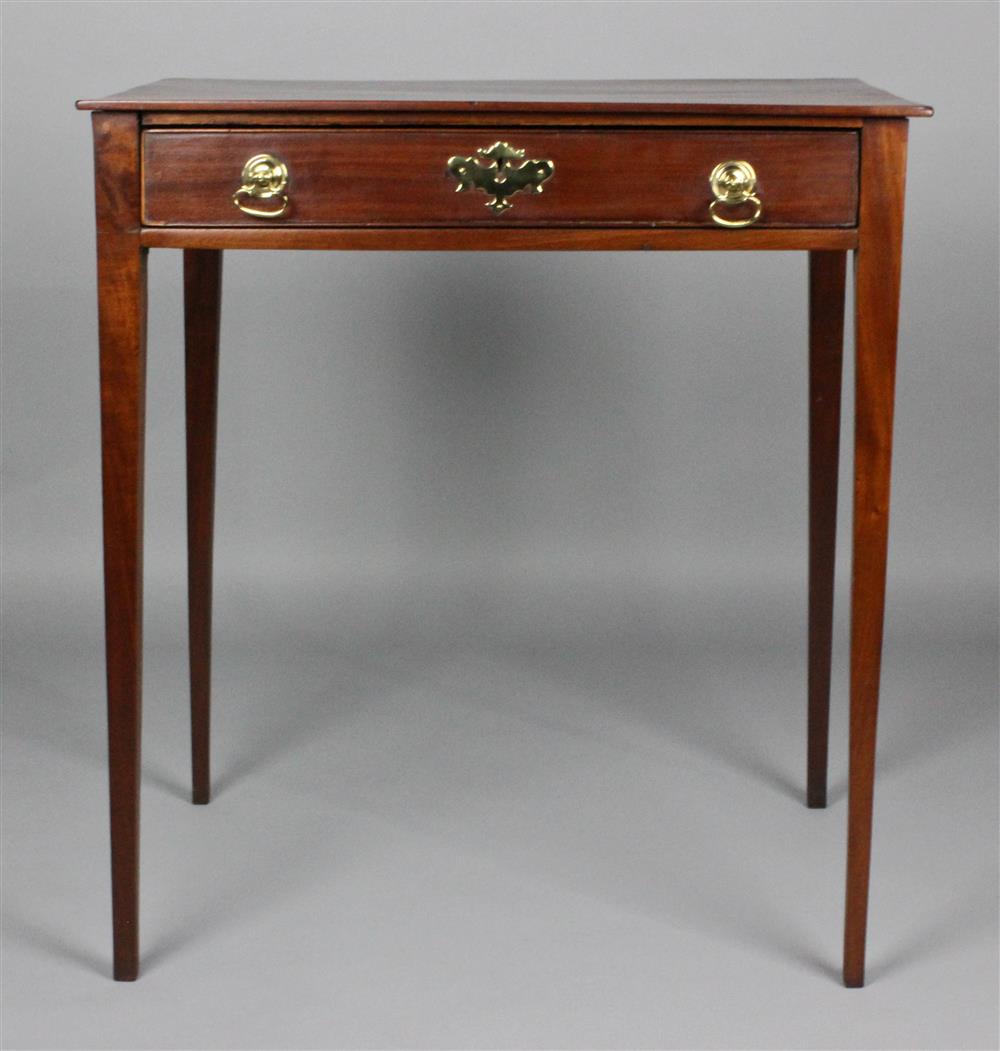 Appraisal: GEORGIAN NEO-CLASSICAL STYLE MAHOGANY SIDE TABLE WITH DRAWER having a