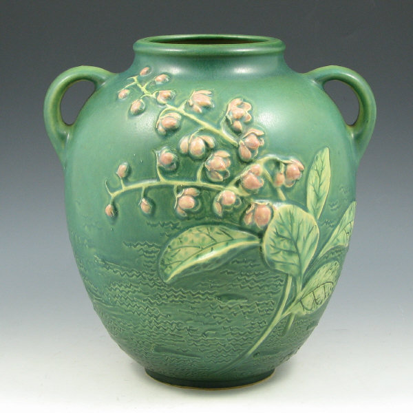 Appraisal: Rare Roseville experimental vase with applied and carved Wintergreen design