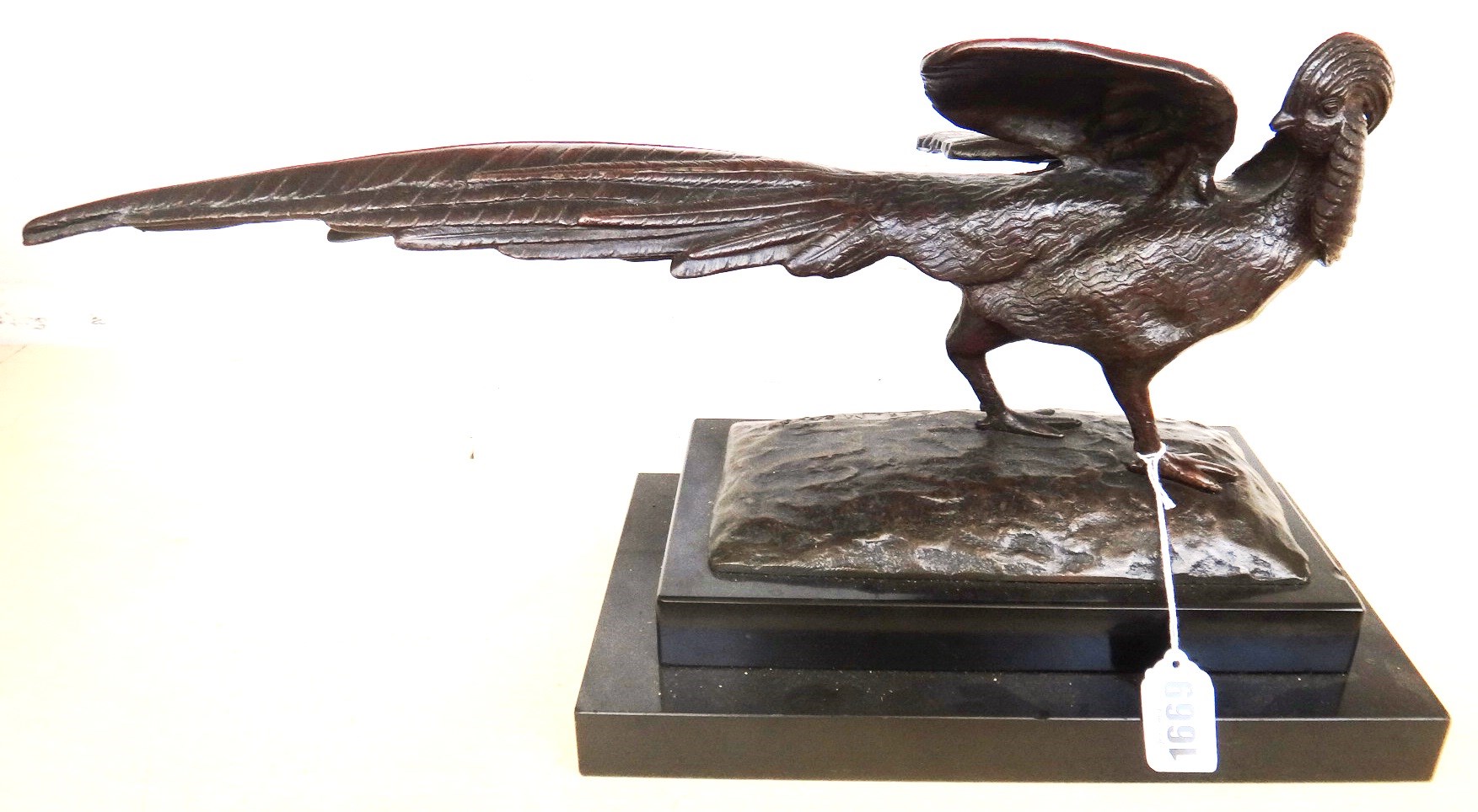 Appraisal: A French bronze model of a pheasant c with cast