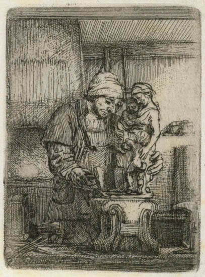 Appraisal: REMBRANDT VAN RIJN The Goldsmith Etching and drypoint x mm