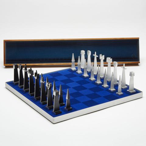 Appraisal: Austin E Cox For ALCOA Modernist Aluminium Chess Set and