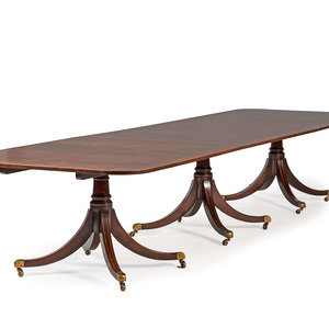 Appraisal: A George III Style Five-Pedestal Inlaid Mahogany Dining Room Table