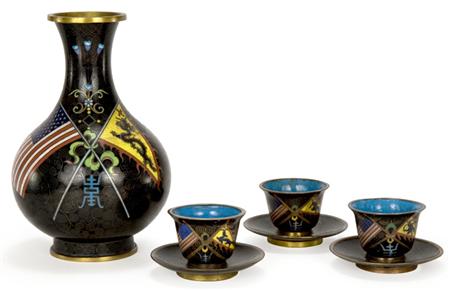 Appraisal: Chinese Cloisonne Vase and Six Cups and Saucers Estimate -