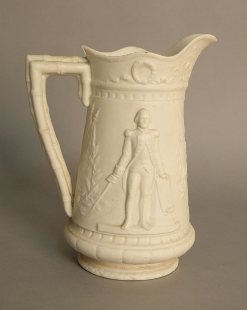 Appraisal: Parian pitcher late th c decorated with George Washington h