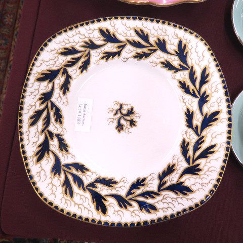 Appraisal: Royal Chelsea Bone China Plates blue gold leaf decor excellent