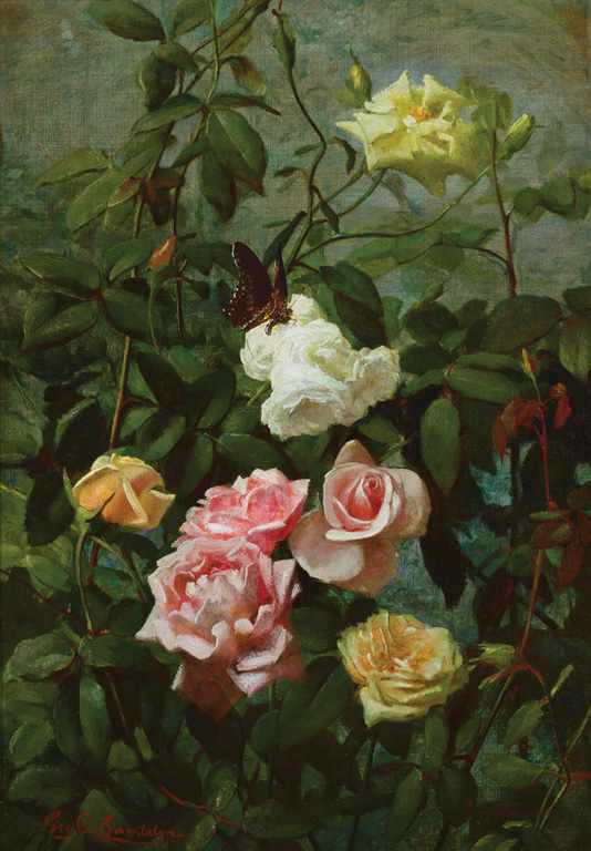 Appraisal: GEORGE COCHRAN LAMBDIN American - Still Life with Roses and