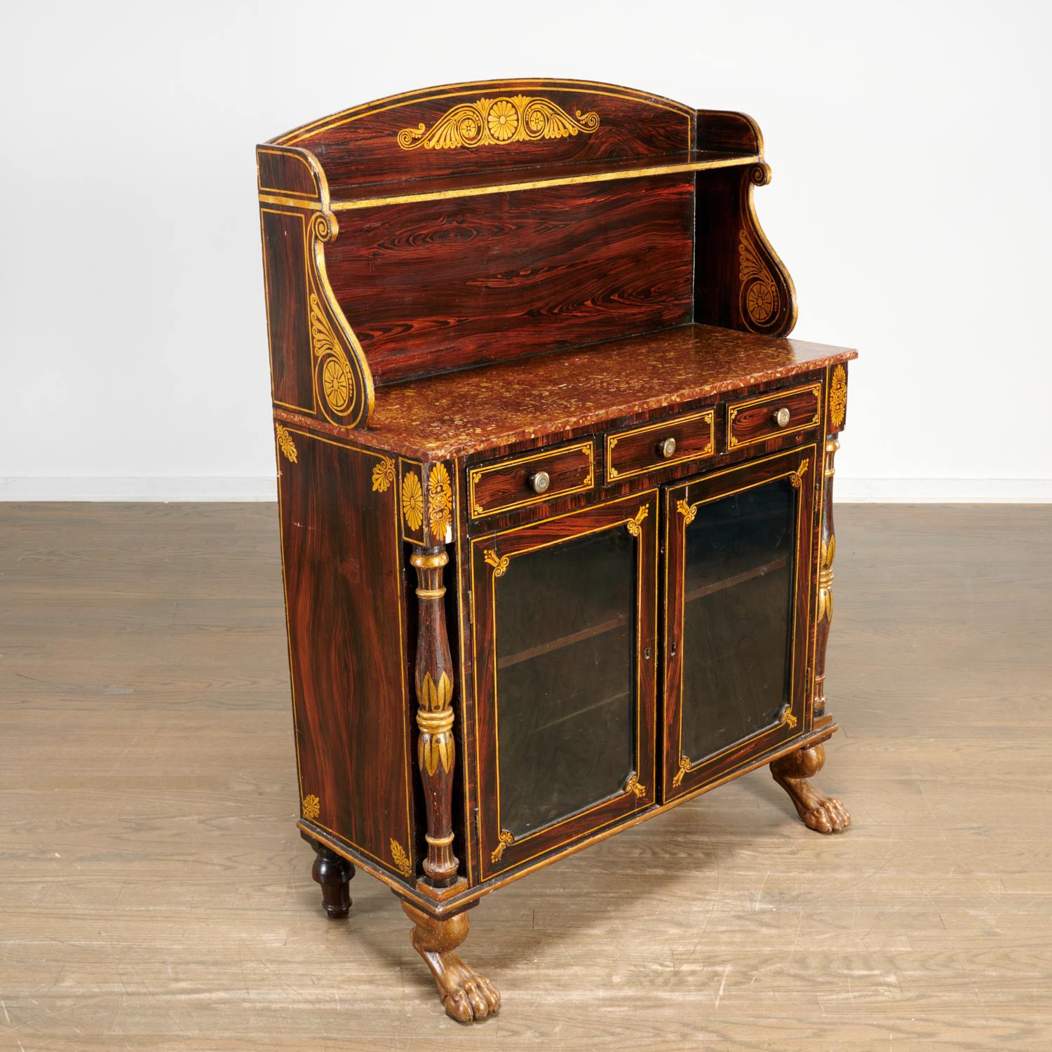 Appraisal: NICE AMERICAN CLASSICAL GRAIN PAINTED BUFFET th c faux-rosewood and