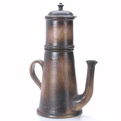 Appraisal: JEAN MARAIS Earthenware coffee percolator covered in mottled brown glaze