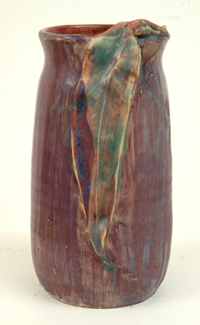 Appraisal: PHILIPPA JAMES Victoria circa Cylindrical flared earthenware vase mauve ground