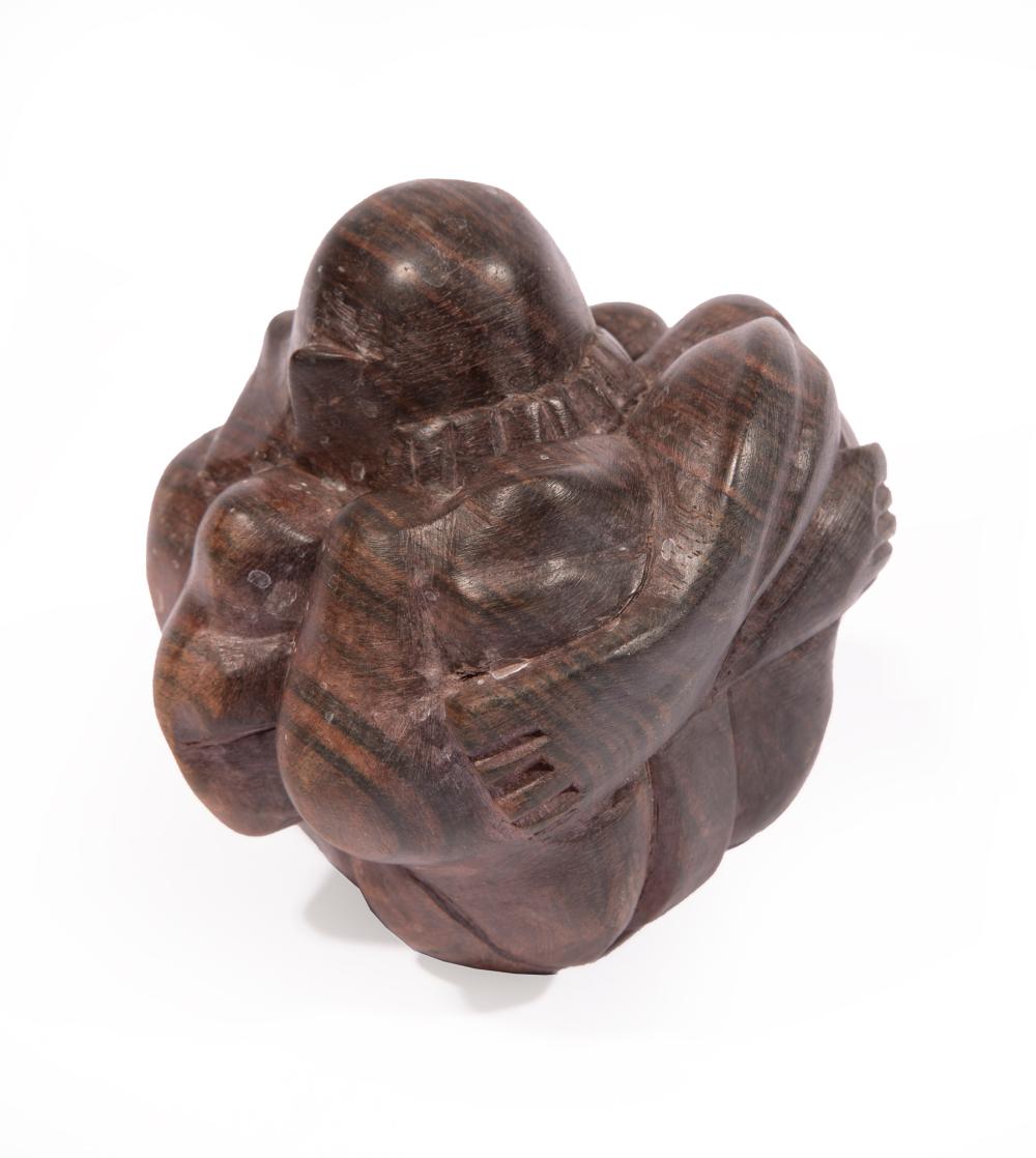 Appraisal: Carved Hardwood Figure carved as a man cradling face in