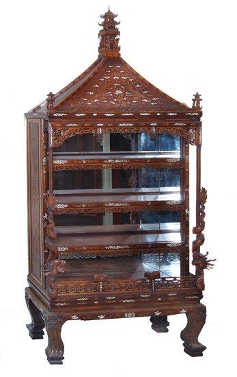 Appraisal: A TH CENTURY CHINESE HARDWOOD PAGODA SHAPED CABINET with carved