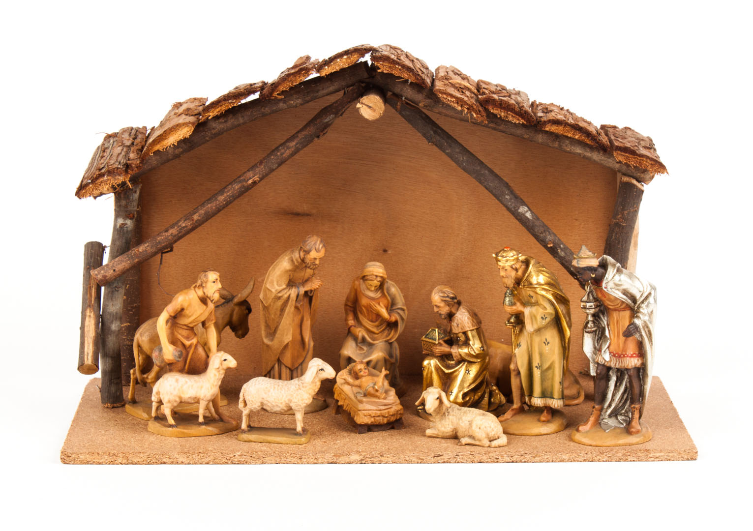 Appraisal: Italian carved and polychrome wood nativity set figures including three