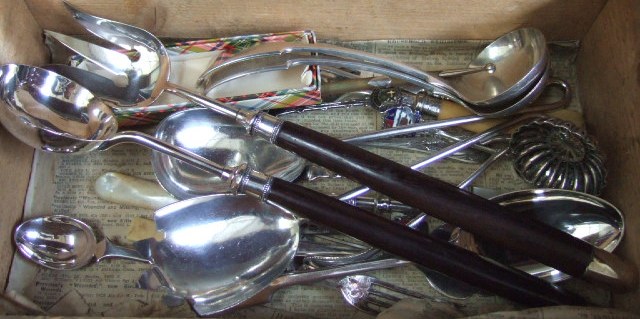 Appraisal: A collection of mostly plated table flatware including two pairs