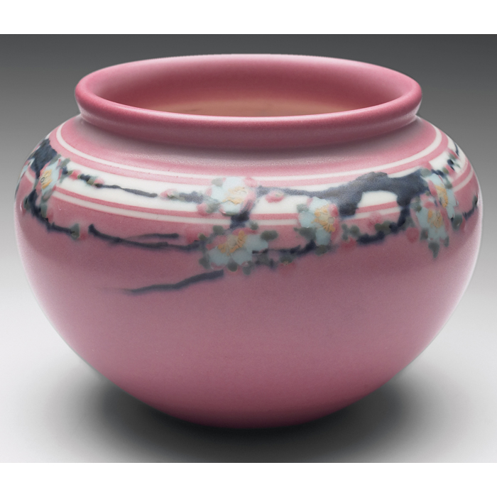 Appraisal: Rookwood vase Vellum glaze with finely detailed cherry blossoms at